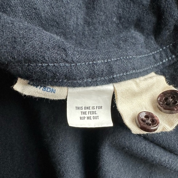 Taylor Stitch Yosemite Flannel Shirt Mens 46 Moonlight Navy Blue Organic Chamois - Picture 6 of 8